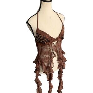 Léopard and Brown Lace Women's top